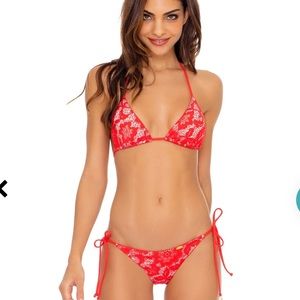 Luli fama CORAZON DE SEDA red lace reversible bikini